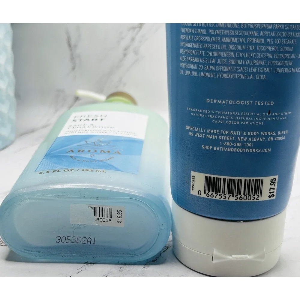 Bath & Body Works Fresh Start Sage & Cedarwood 2 Pc Body Lotion Cream Set